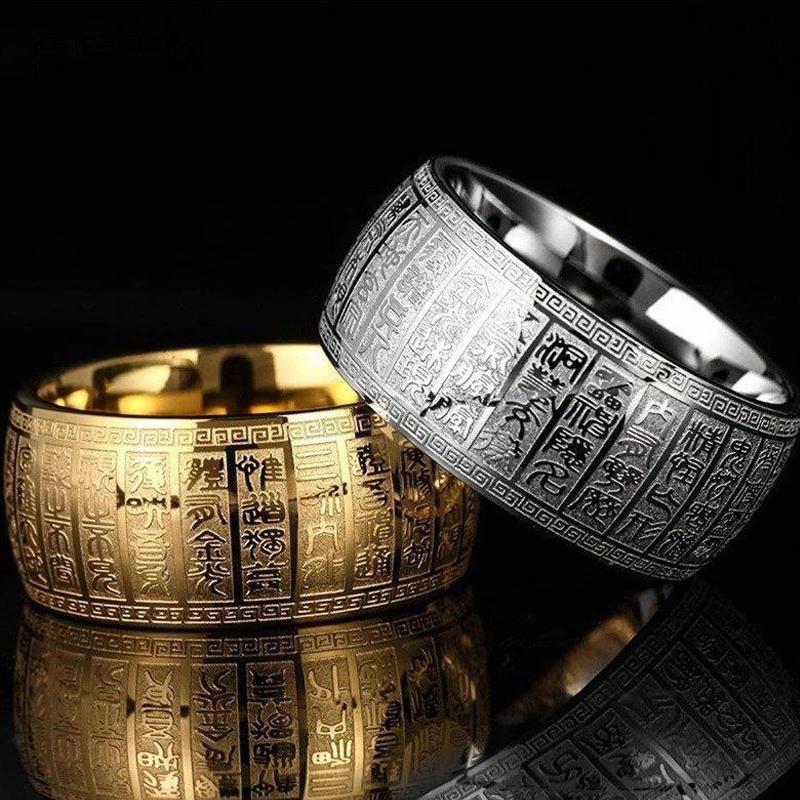 🔥 Buddhist Golden Light Mantra Titanium Steel Ring【HOT SALE-45%OFF🔥🔥🔥】