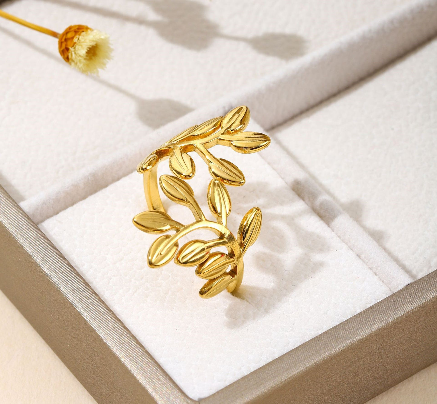 Open Leaf Adjustable Ring