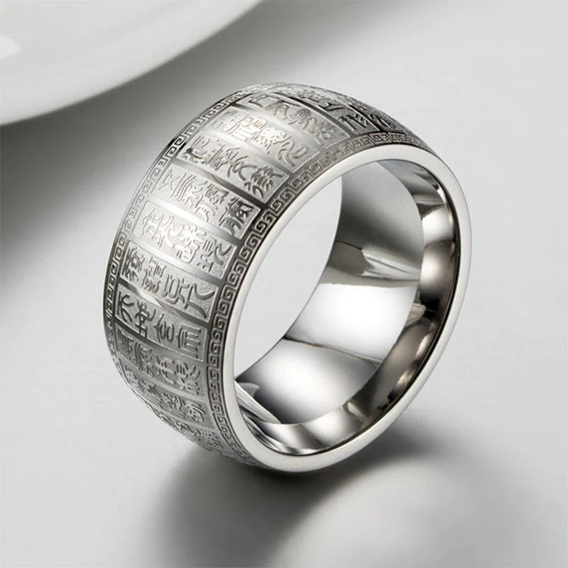 🔥 Buddhist Golden Light Mantra Titanium Steel Ring【HOT SALE-45%OFF🔥🔥🔥】