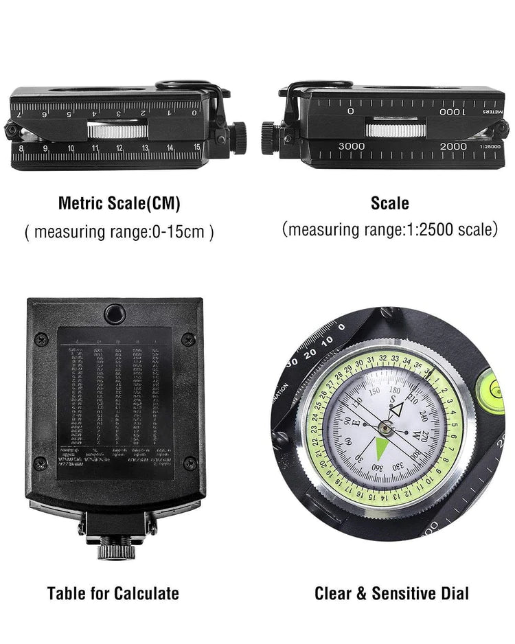 🔥 Multifunctional Military Aiming Navigation Compass with Inclinometer | Shock Resistant Waterproof Compass for Hiking, Camping