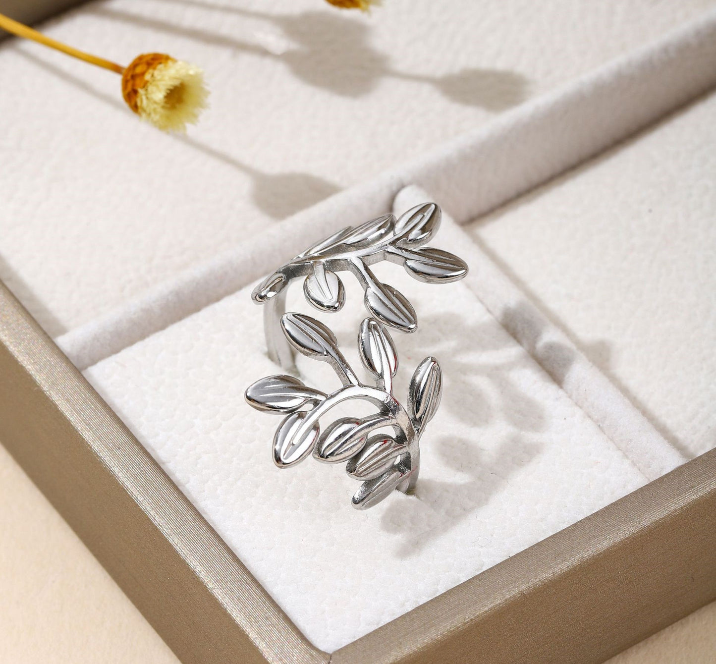 Open Leaf Adjustable Ring