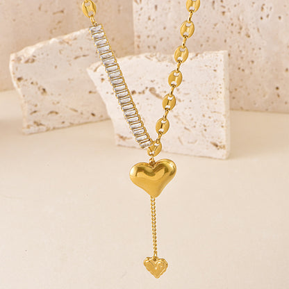 Dangling Heart Zircon Necklace