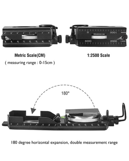 🔥 Multifunctional Military Aiming Navigation Compass with Inclinometer | Shock Resistant Waterproof Compass for Hiking, Camping