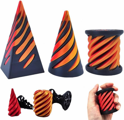 3 PCS Impossible Cone | Spiral Cone Fidget Toy | Pyramid Passthrough Toy | Desktop Decoration for Home Office Desk | Anxiety Relaxing (Pyramid+Cone+Cylinder)