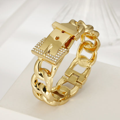 Zircon Buckle Bangle Bracelet