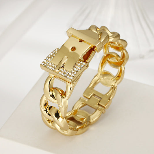 Zircon Buckle Bangle Bracelet