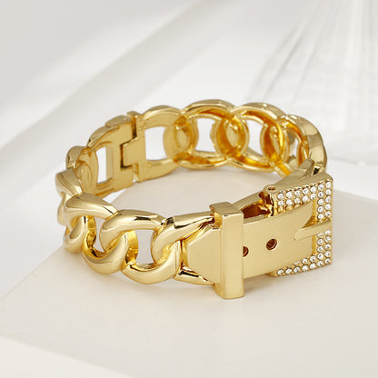 Zircon Buckle Bangle Bracelet