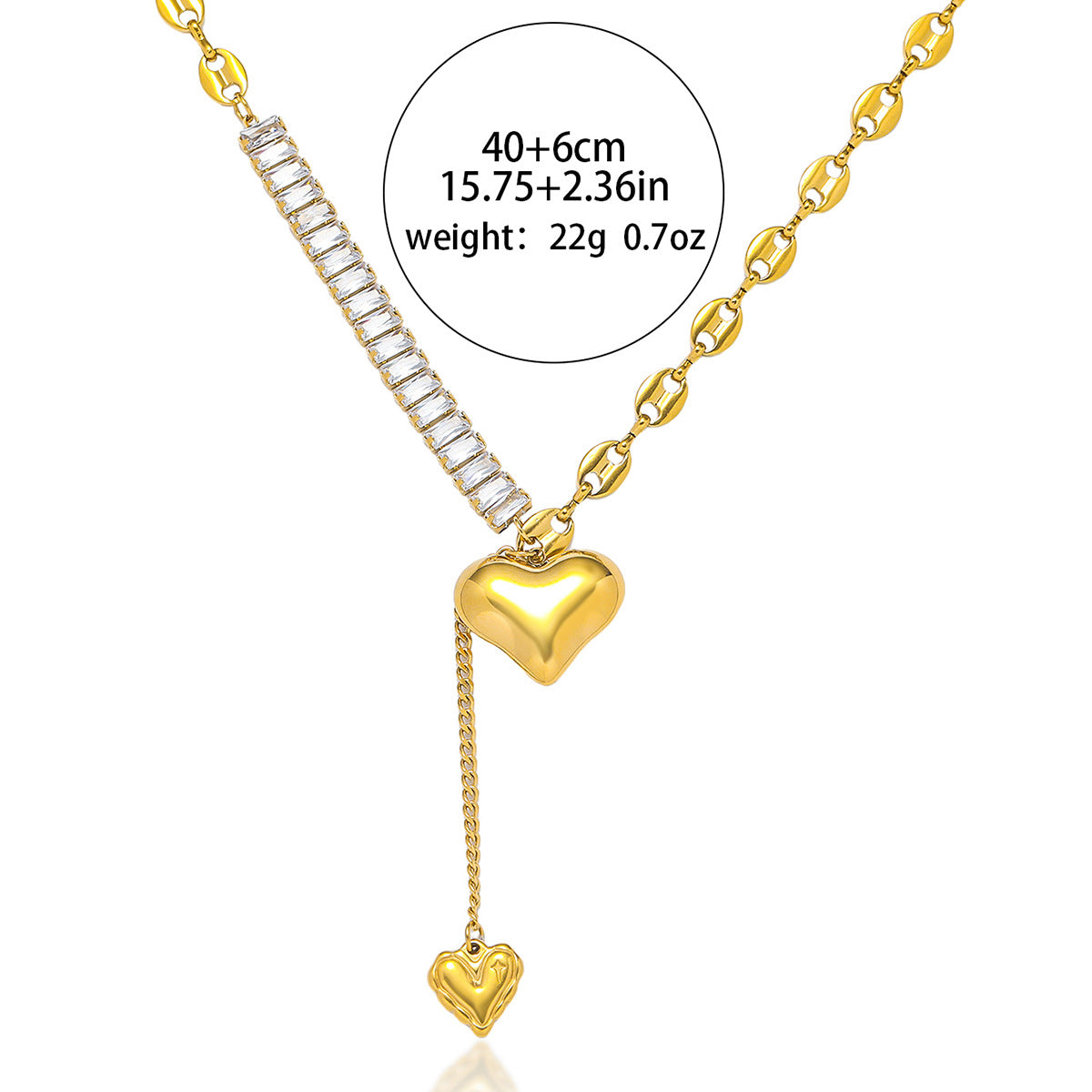 Dangling Heart Zircon Necklace