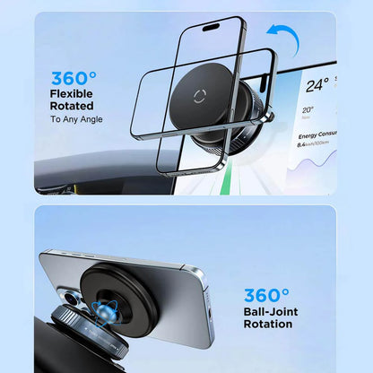 360° Adjustable Vacuum Magnetic Phone Holder Stand - Foldable Suction Car Mount For Dashboard, Windshield & Wall